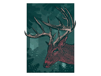 Deer deer design dotwork forest illustration poster vector