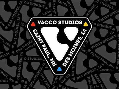 Vacco Studios Triangle Badge Sticker - Black badge branding des moines graphic design identity iowa logo minnesota modern monogram st paul sticker sticker pack v logo