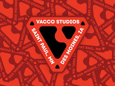Vacco Studios Triangle Badge Sticker - Red badge branding des moines graphic design identity iowa logo minnesota modern monogram st paul sticker sticker pack v logo