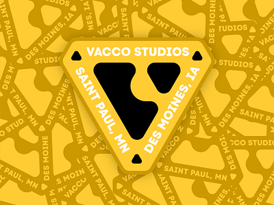 Vacco Studios Triangle Badge Sticker - Yellow badge branding des moines graphic design identity iowa logo minneapolis minnesota modern monogram st paul sticker sticker pack twin cities v logo