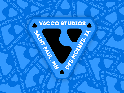 Vacco Studios Triangle Badge Sticker - Blue badge branding des moines graphic design identity iowa logo minneapolis minnesota modern monogram st paul sticker sticker pack twin cities v logo