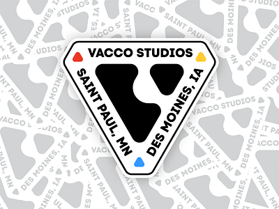 Vacco Studios Triangle Badge Sticker - White badge branding des moines graphic design identity iowa logo minneapolis minnesota modern monogram st paul sticker sticker pack twin cities v logo