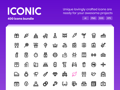ICONIC 400 Icons Set bundle creative design icon market pictogram ui