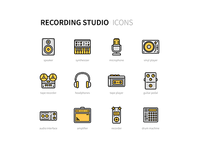 Recording Studio Icons design flat icon recording recording studio ui