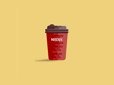 Nescafe art coffee cup draw flat illustration nescafe red