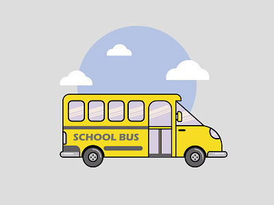School Bus art bus draw flat flatart illustration line lineart school yellow