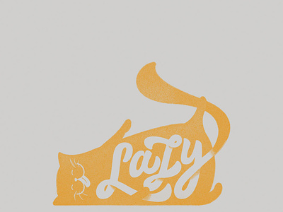 A lazy cat design handmade illustration lettering logo type typography vector