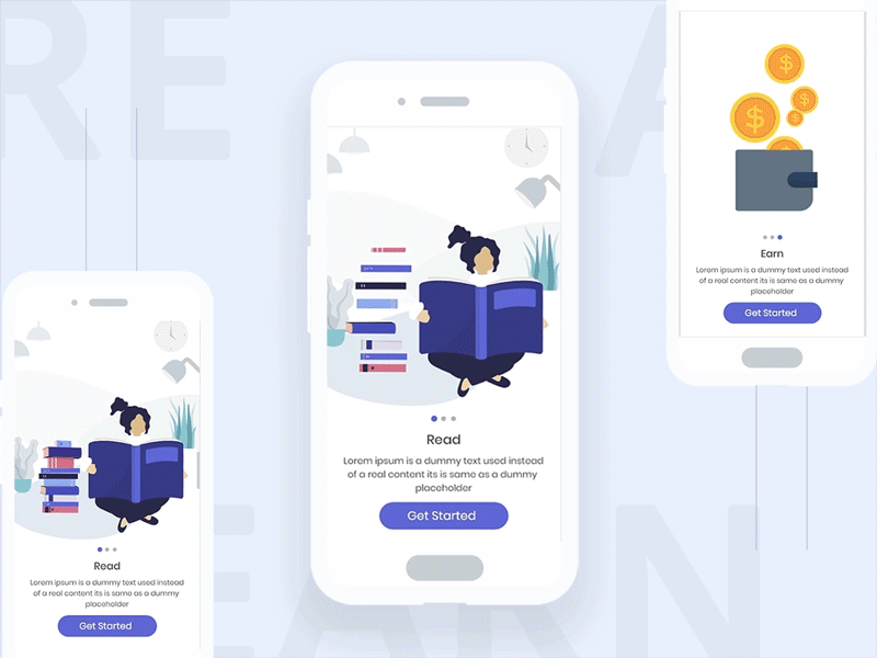 On boarding screen animation app design ux