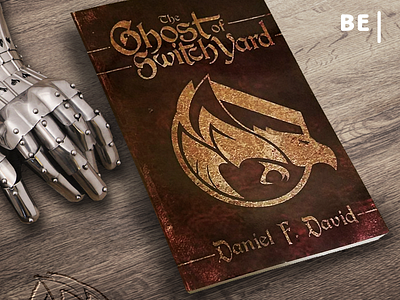Ghost of Switch Yard book cover gauntlet graphic design hawk logo medieval novel photoshop
