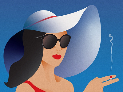Woman from Barcelona barcelona big hat illustration lighting poster retro shadow spain travel woman