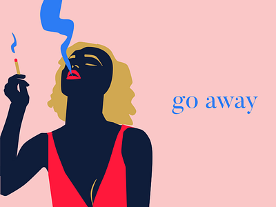 Go Away art design female illustration smoking vector woman