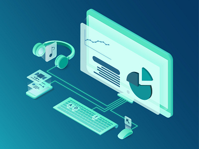 Dribbble First design gradiant illustration isometric ui vector