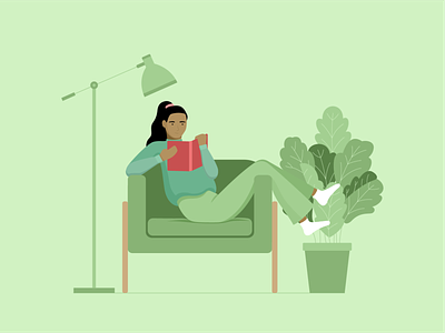 reading illustration lounging reading selfcare