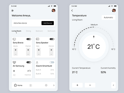 Smart Home Control app brand clean clean design clean ui design simple ui uidesign