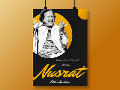 Ustad Nusrat Fateh Ali Khan Poster clean design nusrat fateh ali khan poster art poster design simple uidesign