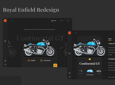 Royal Enfield Redesign branding clean dark ui design simple ui uidesign ux