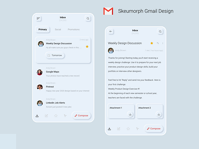 Skeuomorph Gmail Design brand clean design simple ui uidesign ux