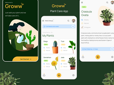 Plant Care App app brand clean design icon plant illustration plants simple typography ui uidesign ux