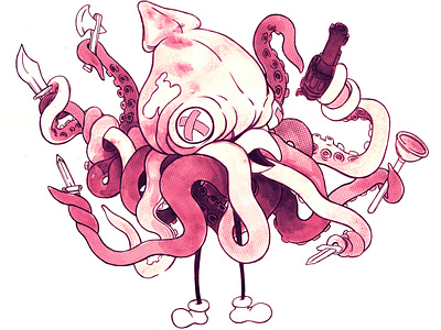 Squid Man-Ink Washes