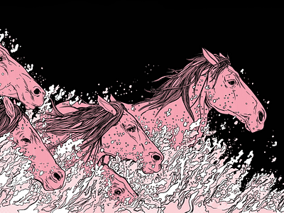 Horses Crossing design editorial art editorial design editorial illustration graphic arts illustration