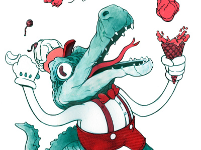 Ice Cream Gator art cartoon character design character series crop image editorial art editorial illustration illustration