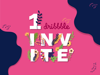 1 dribbble Invite drafted dribbble floral illustrations invitation invite shot talent vector