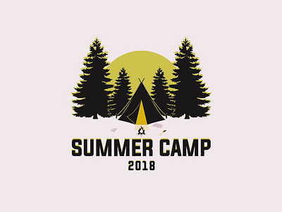 Summer Camp adobe badge design donkin illustration logo