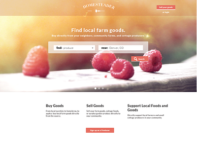 Urban Homesteading Landing Page website