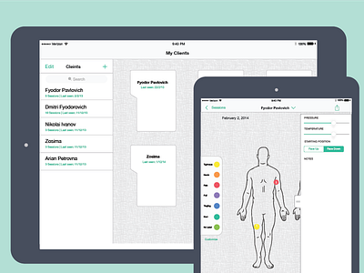 Massage Therapist App app ios ipad ui ux