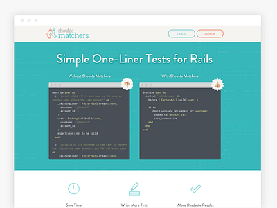 Shoulda Matchers Home Page home landing marketing rails