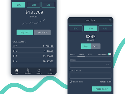 Cryptocurrency trading app