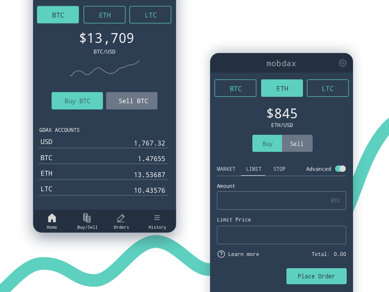 Cryptocurrency trading app by Rachel Cope Smith on Dribbble