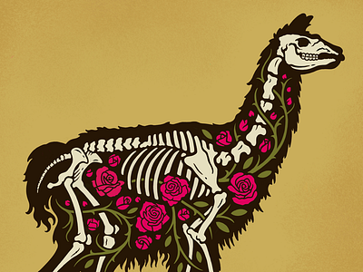 Skulltober 07 dead design diadelosmuertos flowers illustration inktober label llama logo mexico mexicocity muerto packaging procreate rose skeleton skull skulltober