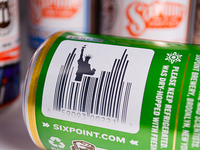 Sixpoint Barcode barcode beer beercan beerpackaging branding brooklyn can craftbeer graphicdesign newyork package packagedesign packaging sixpoint statueofliberty