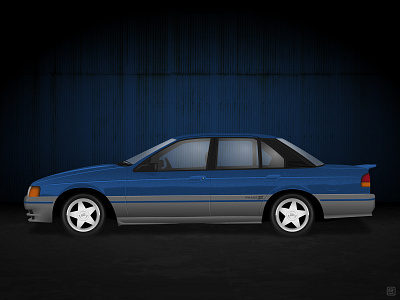 1988 Ford EA Falcon - Phase VII adobe illustrator australia automotive blue car ford illustration mezzotint vector