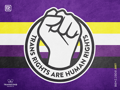 Trans Rights - Non-Binary adobe australia charity fist graphic design illustration illustrator minimal non binary pride transgender vector