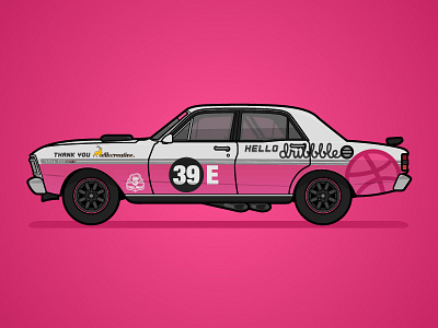 Hello Dribbble debut first-shot hello dribbble illustration livery motorsport pink racing vector vector illustration white