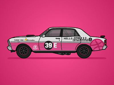 Hello Dribbble debut first shot hello dribbble illustration livery motorsport pink racing vector vector illustration white