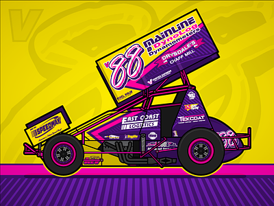 v88 Sprintcar Livery branding design livery motorsport pink purple race car racing sprintcar yellow