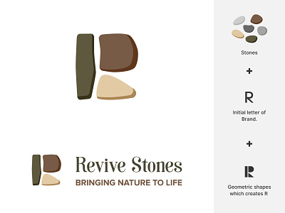 Revive Stones | Logo Design - Branding brand identity brand mark branding logo logo design logo symbols logotype natural nature pictorial marks stone