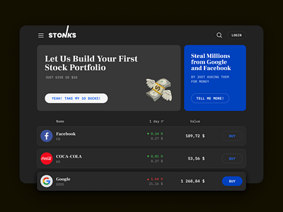 STONKS [Dark mode]— Meme Based Investment Service