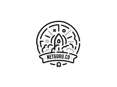 Launching rocket - sticker - netguru.co badge icon launch line logo rocket startup sticker