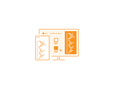Netguru services icons - orange code creative engineer icon line programming software web development