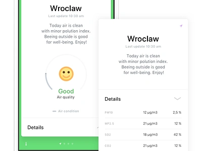 iOS - air quality app @2x app card clean flat interface ios iphone light mobile simple ui