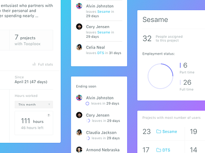 Talent - application components atomic graphs hr human management modules projects purple resource skills tool ui