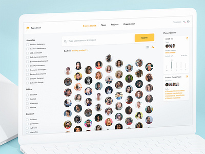 TeamStack - People listing, avatars app avatars clean desktop flat interface mockup ui web