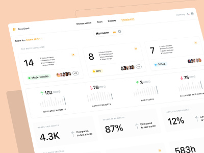 TeamStack - Organisation Dashboard app clean dashboard design graphs list management metrics project simple tooploox ui user user experience userinterface ux web web app