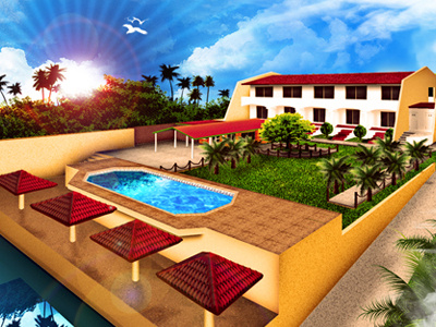Palma Real Inn diorama flash graphic design illustration ilustration web design