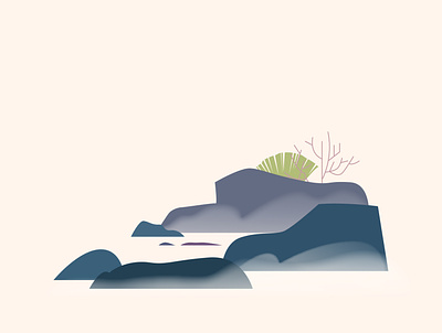 Misty Rocks animation art colorful cozy design effects environment illustration motion procreate rocks
