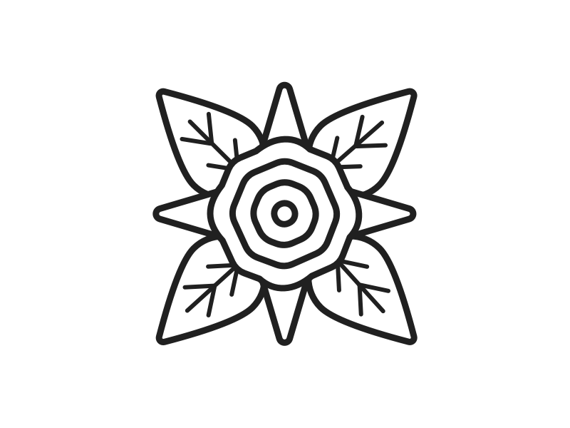 Learning Center Logo compass compass rose floral flower logo outline